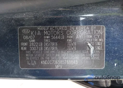 2008 Kia Sorento Ex from USA, damaged, VIN KNDJC736585788843